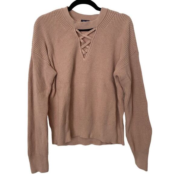 NWOT-Cozy Blush Pink Splendid Criss Cross Sweater - Picture 1 of 3
